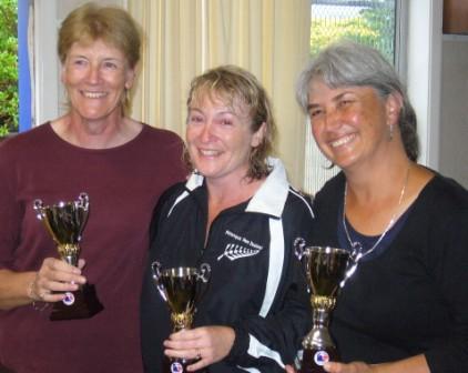 PNZ National Women's Triples winners: J Gilbert, J Heron, L Priestley